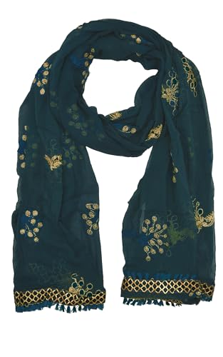 Image of YOUTHQUAKE Heavy Embroidered Work Chiffon Dupatta for Womens & Girls With Fancy Lace