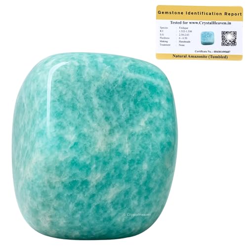 Image of Amazonite Crystal Healing Tumbled Stone, Natural Polished Crystals for DIY Crafts, Manifestation, Meditation, Pooja Feng Shui and Reiki Healing (30 Grams)
