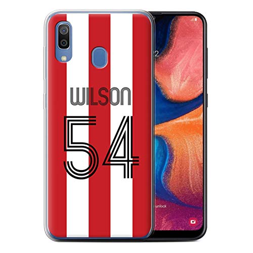 Personalizado Kit Camiseta Club Fútbol Personalizar Funda TPU/Gel para el Samsung Galaxy A20/A30 2019 / Rayas Blancas Rojas...