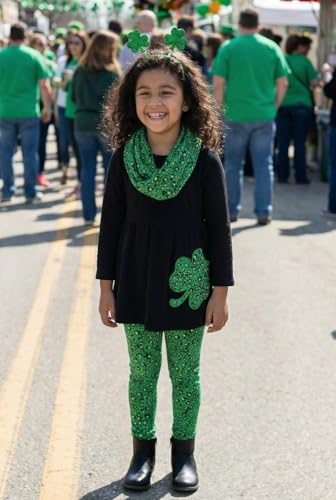 Image of Unique Baby Girls Kids Toddler 3pc Outfit Set Long Sleeve Stretch Tunic Top Leggings and Scarf