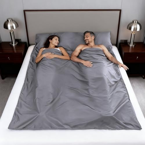 Lightweight Sleeping Bag Liner Single & Double Camping Travel Sleep Sack for Backpacking Hotels & Hostels miniatura 2