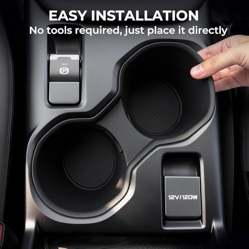 Image of Center Console Cup Holder Inserts for Subaru Forester 2025 (Not for 2026+), Interior Accessories Silicone Car Cup Holders Covers Protector for 2025 Forester, Black