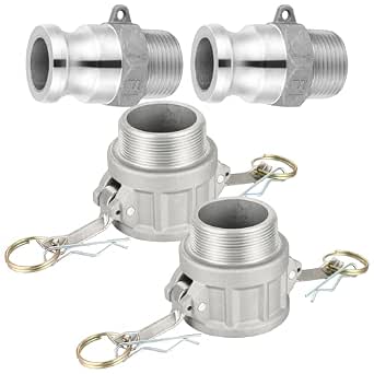 Hicarer 2 Pcs 1 Inch NPT Aluminum Cam Groove and Cam Lock Fittings Set