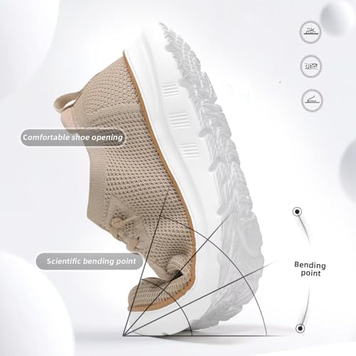 Image of Mens Boat Loafers Slip-on Casual Mesh Walking Shoes Business Oxfords Sneakers Work Lightweight Comfortable Soft Sole Khaki