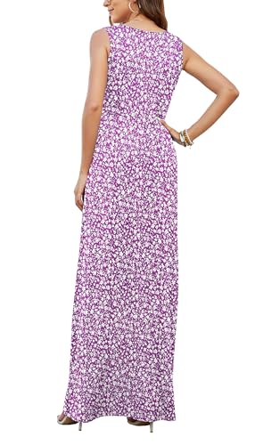 Image of AUSELILY Maxi Dresses for Women Summer Casual Sleeveless V Neck Wrap Dress | Sleeveless Long maxi dress with wrap V neck & side pockets, for formal cocktail, beach & casual daily wear