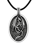 HAQUIL Dragon Necklace for Men, Flying Medieval Dragon Medallion Pendant, Faux Leather Cord, Dragon Jewelry Gift