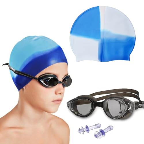 Image of PELO Anti Fog Swimming Goggles,Cap,Earplug Set- Ideal for All Age Group | Silicone Non Slip | Easy to Carry Swimming Goggles with Swimming Caps for Men & Women