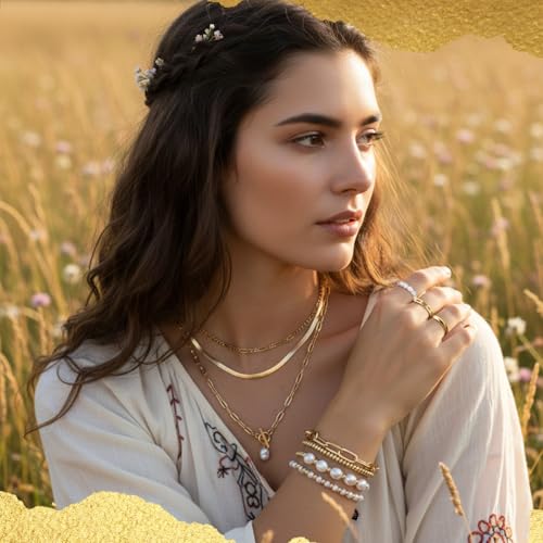 Image of Ecally Bohemian Western Jewelry Turquoise Set Women Country Pendant Long Choker Layered Bracelets Earrings Ring for Women