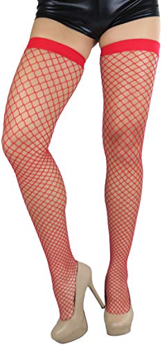 Image of ToBeInStyle Women's Vibrant Large Net Fishnet Thigh High Elastic Nylon Novelty Stockings