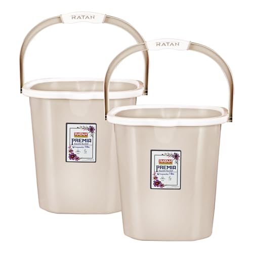 Image of RATAN PLASTICWARE Premia Bucket (18L X 2) - Desert Rose|Light Weight and Easy to Carry|Perfect for Use in Bathrooms, Kitchen & Wet Utility Areas