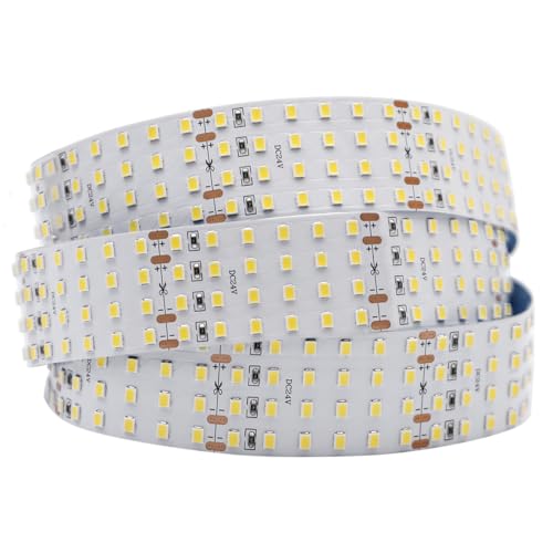 Image of 2835 White High CRI 90 LED Strip Light - Bright Color Quad Row Flexible LED Tape Lights 24V- IP20-3,530 lm /m for LED Industrial and Photographic Lighting (1m /3.28' Daylight White)