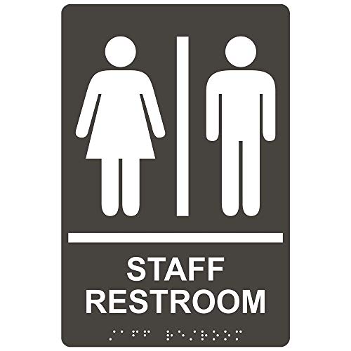 Panneau Braille Staff Restroom en acrylique gris pour harmoniser vos couloirs d'entreprise