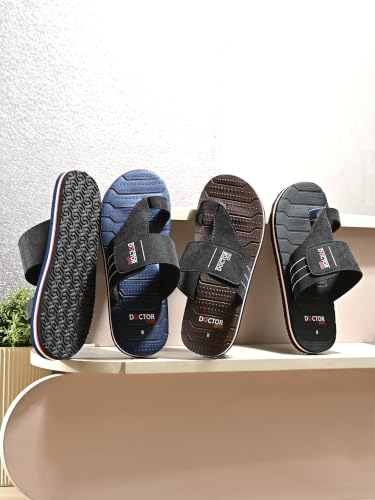 Image of Doctor Walk Men's Ortho Comfort Toe-Ring Slippers | Lightweight Non-Slip Cushioned Daily Wear Casual Sandals & Chappal for Men Extra Soft