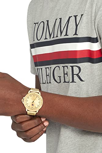 Image of Tommy Hilfiger Nelson Quartz Basic Light Gold Dial Gold Stainless Steel Strap Analog Watch for Men