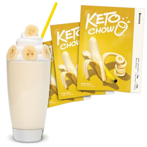 Keto Chow Banana - Keto Meal Replacement Shake Powder - Nutritionally Complete - Low Carb - Delicious Easy Meal Substitute - Protein Rich You Choose The Fat - Single Meal - 3 Pack