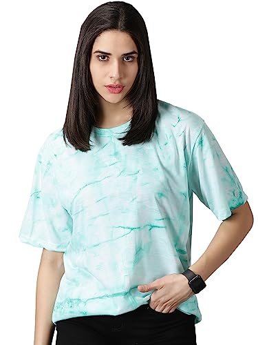 RodZen Oversized | Loose Fit | Relaxed Fit | Wide Fit Half Sleeves Cotton Blend Round Neck Tie Dye T-Shirt for Womens/Girls