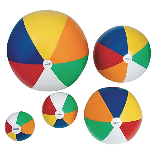 Institutional Beach Balls, 12 in, 6-Color, Heavy-Duty Phthalate-Free Vinyl