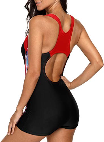 beautyin Women's Swimming Suits One Piece Boy Shorts Water Aerobic Swimsuit