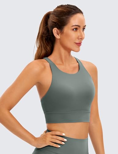 Image of CRZ YOGA Butterluxe Longline Sports Bras | Light Support, Removable Pads, Yoga, Extremely Soft, Criss Cross Back, High Neck, for Women