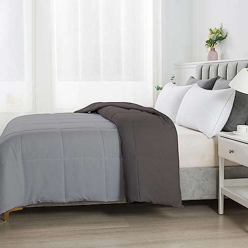 Image of Razzai Restful Sleep Microfiber Summer Season Ac Reversible Comforter 220 GSM (90 inch x 90 inch Inches /228cm x 228cm) - Queen Size Comforter|Silver /Dark Grey|
