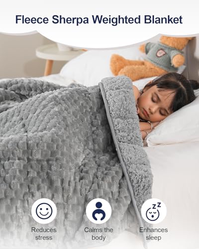 Image of Super Soft Luxury Fleece Sherpa Weighted Blanket for Teens, 3lbs Small Weighted Lap Blanket for Adults, Turtle Shell Cozy Warm Throw for Winter, Compact Heavy Blanket for Sleep & Travel, Grey, 36 inchx48 inch
