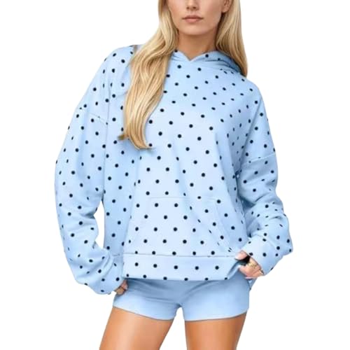 Polka Dot Sweatshirt Women Crew Neck Oversized Hoodie Y2K Fall Sweatshirts - image 1
