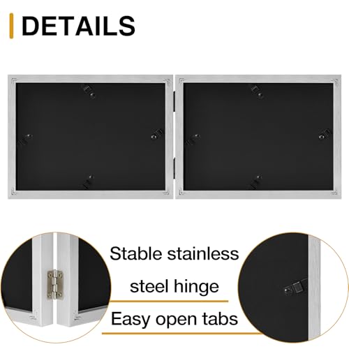 decorUhome Double 6x4 Picture Frame Horizontal, Engineered Wood Bifold Photo Frame with Plexiglass for Tabletop Display, 6x4, Silver