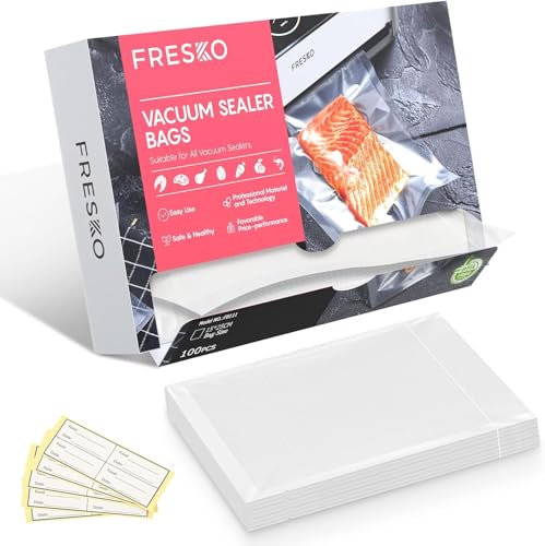 FRESKO Vacuum Sealer Bags 15x25cm 100 Count,Textured Vacuum Food Sealer Bag,Thick Embossed PreCut Bags | BPA Free | for Sous Vide Cooking and Food Storage Withstands Freezing, Boiling and Microwaving FRESKO Vacuum Sealer Bags 15x25cm 100 Count,Textured Vacuum Food Sealer Bag,Thick Embossed PreCut Bags | BPA Free | for Sous Vide Cooking and Food Storage Withstands Freezing, Boiling and Microwaving