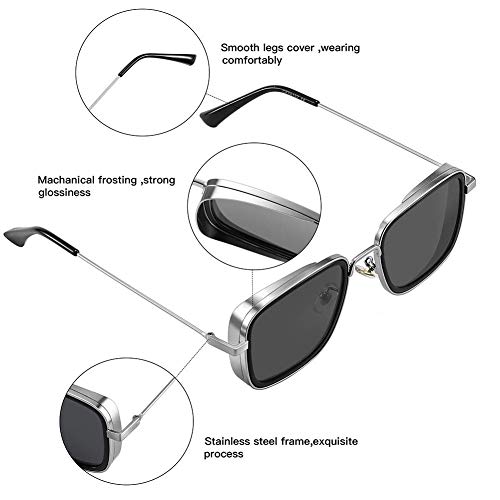 ELEGANTE Smooth Leg Covers Lightweight Square Kabir Singh Sunglasses for Men - Image 4