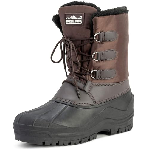 Image of POLAR Mens Muck Lace Up Short Nylon Winter Snow Rain Lace Up Casual Duck Boots