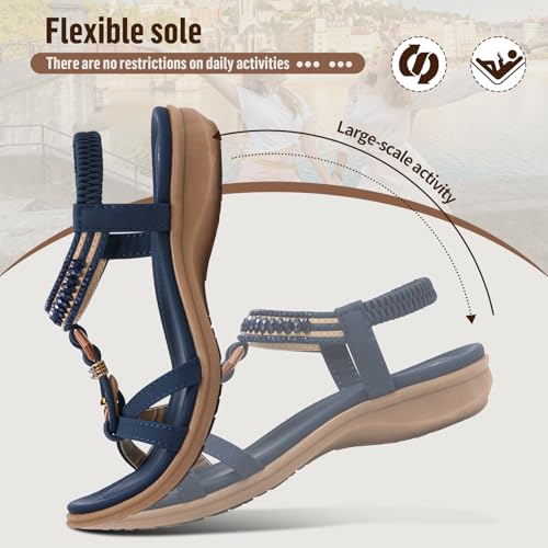 Image of Littleplum Womens Sandals Comfort Arch Support Sandals Summer Walking Shoes Casual Ankle Elastic Flip Flops Shoes