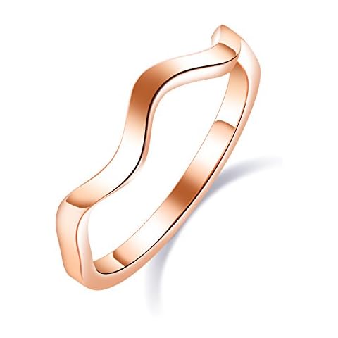 1-4pcs Women's 2mm Stainless Steel Wave Band Knuckle Stacking Midi Rings Silver/Blue/Gold/Rose Gold Tone Cover