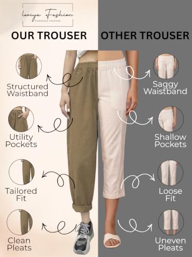 Image of Leriya Fashion Trouser for Women High Waist Wide Leg | Grey Trousers Office Wear Pleated Korean Pants for Womens | Loose Fit Korean Baggy Trouser Pant