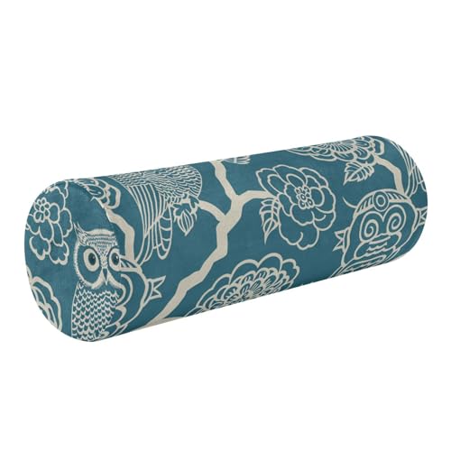 miaozhen Traditional Chinese Pattern Owl Teal Cylinder Pillows Couch Round Pillow for Baby soporte para el Cuello 5.5''x17''
