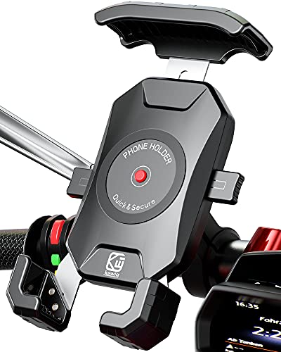 BRCOVAN Motorcycle Phone Mount, One-Touch Auto Lock Bike Phone Mount, ATV Bicycle Scooter Cell Phone Holder Cradle with Aluminum Alloy Handlebar Mounting Base for 4''-7'' Cellphone - Image 8