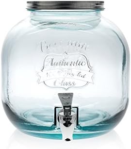 Gale Hayman Style  Drink Dispenser, Recycled Glass, Metal Tap and Lid with Screw, Transparent Green modern 6 l Transparent Green