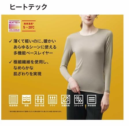 UNIQLO HEATTECH U-Neck T 3/4 Sleeve