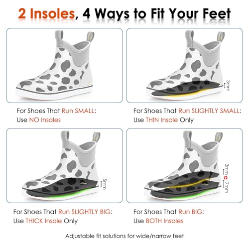 Image of Kalkal Women's Deck Boots, Waterproof Ankle Rain Boots Fishing Boots with High Traction, Women's Rubber Boots For Gardening Fishing Boating Camping