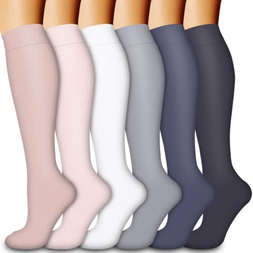 Compression Socks for Women & Men Circulation (6 Pairs) 15-20 mmHg is Best Support for Athletic Running,Nurse