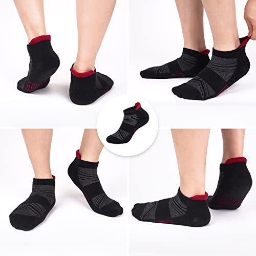 6 Pairs Men's Ankle Socks Size 10-13/13-15 Anti-Blister Cotton Athletic Socks Cushioned Low Cut Tab With Arch Support #TOP5