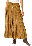 Woman Within Plus Size Button Front Moleskin Tiered Maxi Skirt (Petite Available) - 3X, Toffee
