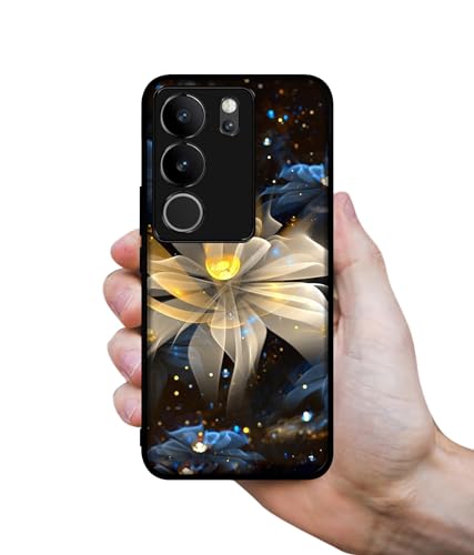Image of Art Flower Design Premium 2D Printed Metal Back Case Cover for Vivo V29 5G / V29 Pro 5G