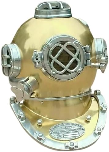 Generic Discovering Depths: Authentic Antique Diving Helmet - Boston Mark V Maritime Scuba Gear in Brass - Ideal for Deep Sea Exploration and Maritime Collectors on Amazon, As Show In Picture