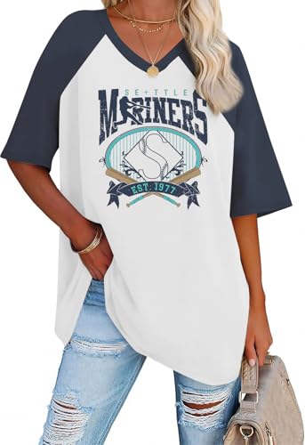 Womens Baseball T-Shirt Oversize Vintage Softball Graphic Short Sleeve Shirts Baseball Heart Tee Top