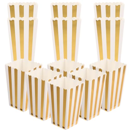 ULTECHNOVO Caja de Palomitas de Maíz de Papel Color Dorado 24 Piezas, 12 Unidades por Paquete, para Fiestas de Cumpleaños y Suministros Noche Cine, Cubos Desechables para Palomitas