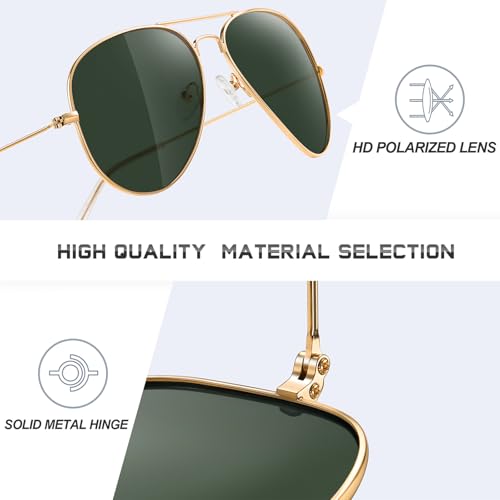Image of Classic Aviator Sunglasses for Men Womens Polarized UV Protection Driving Sunglasses