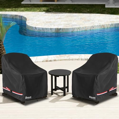 Image of Bitubi Waterproof 2 Pack Patio Adirondack Chair Cover for Outdoor Chair Size Up to 35W x 37D x 36H inch,Outdoor Lawn Patio Furniture Covers (Black)