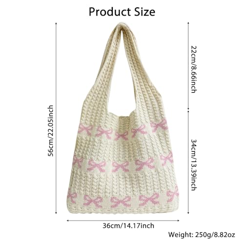 Image of Ovida Crochet Tote Bag Mesh Beach Bag Fairycore Hobo Bag Fairy Grunge Aesthetic Shoulder Bag Y2k Purse for Women Girls