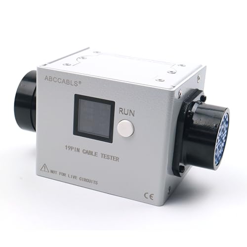 Professional 19-Pin Cable Tester, Digital Display, Multi-Core Signal Testing Device with Run Button, CE Certified, Silver Metal Housing