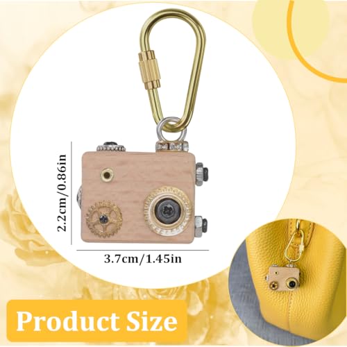 WEGLOK Holz Kamera Kreative Lernkamera, Miniatur Vintage Deko, Miniatur Zubehör, mädche Schlüsselanhänger, Holzspielzeug, Kamera Cam, für Schlüsselbund, Schlüsselband, 2,5 x 1,7 x 2,2 cm